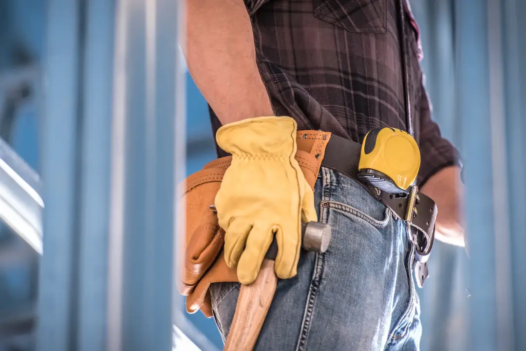 Construction worker on a job site with tools